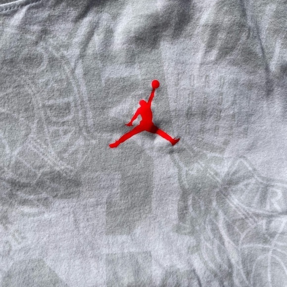 Women's Air Jordan T-Shirt White Jumpman Logo L Cotton All-Over Street NBA Icon - Picture 3 of 14